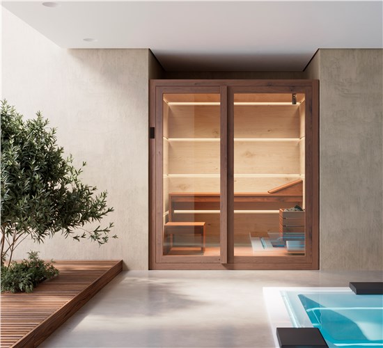 Aura wood sauna, finnish style - panoramic view